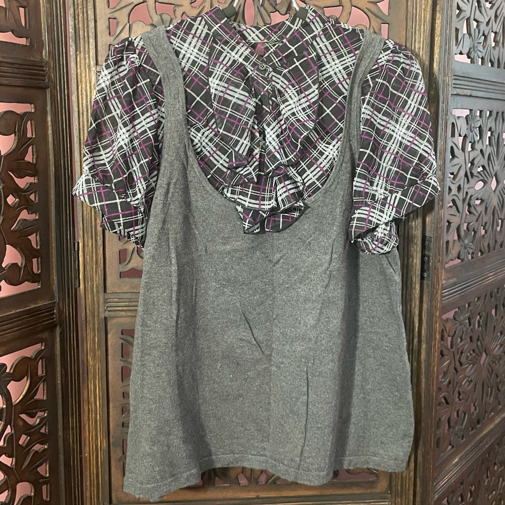 Faux Blouse & Sweater Vest